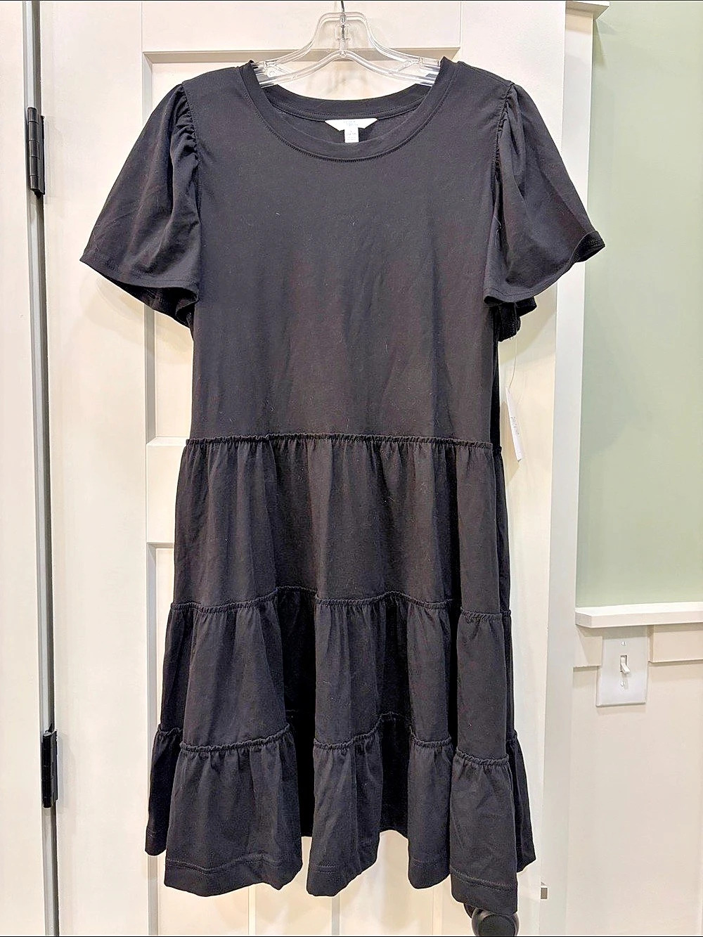 Time and Tru Flounce Dress Black Soot Tiered Dress NWT